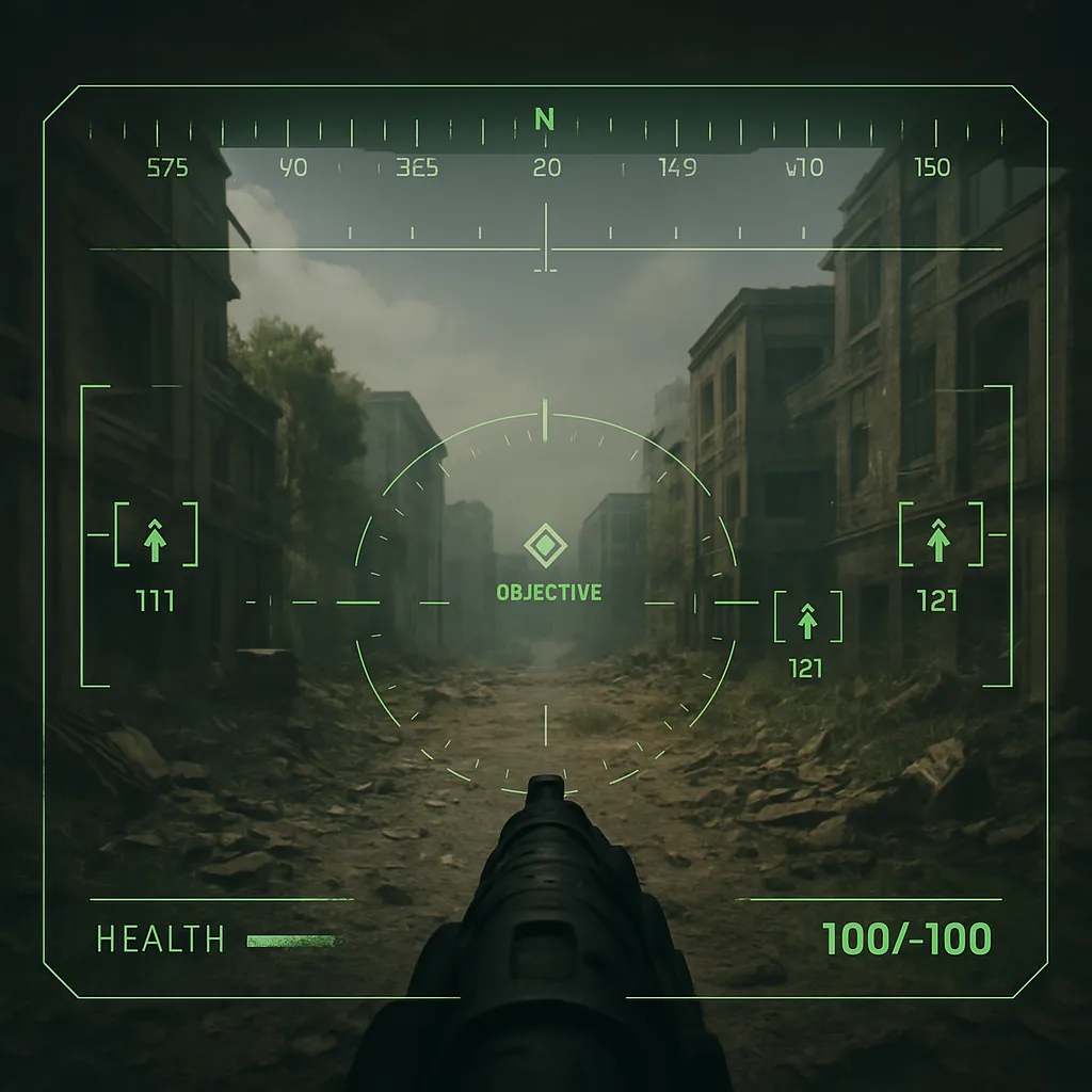 AR heads-up display showing threats and escape routes in real-time