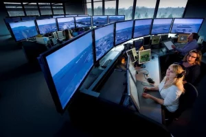 Flight training simulator interface showing instructor control panel